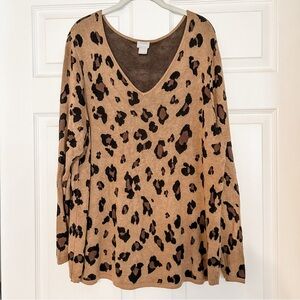 Chico's Brown and Black Animal Print Sweater